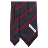 Viola Milano - Artisan Stripe Handrolled Woven Silk Jacquard Tie - Forest Mix - Handmade in Italy - Luxury Exclusive Collection