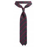 Viola Milano - Artisan Stripe Handrolled Woven Silk Jacquard Tie - Forest Mix - Handmade in Italy - Luxury Exclusive Collection