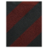 Viola Milano - Artisan Stripe Woven Silk Jacquard Tie - Plum/Steel Green - Handmade in Italy - Luxury Exclusive Collection