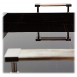 Viola Milano - Vassoio in Ebano con Corno e Manici in Ottone Nichelato - Handmade in Italy - Luxury Exclusive Collection