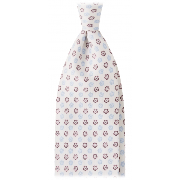 Viola Milano - Cravatta in Seta Senza Risvolto Bergamo Bloom - Bianca - Handmade in Italy - Luxury Exclusive Collection