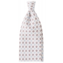 Viola Milano - Cravatta in Seta Senza Risvolto Bergamo Bloom - Bianca - Handmade in Italy - Luxury Exclusive Collection