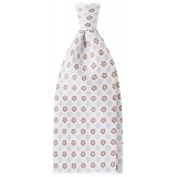 Viola Milano - Cravatta in Seta Senza Risvolto Bergamo Bloom - Bianca - Handmade in Italy - Luxury Exclusive Collection
