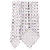Viola Milano - Cravatta in Seta Senza Risvolto Bergamo Bloom - Bianca - Handmade in Italy - Luxury Exclusive Collection