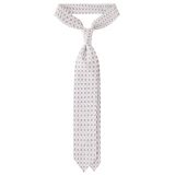 Viola Milano - Cravatta in Seta Senza Risvolto Bergamo Bloom - Bianca - Handmade in Italy - Luxury Exclusive Collection