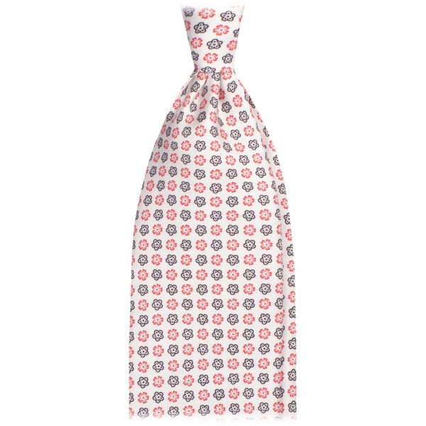 Viola Milano - Cravatta in Seta Senza Risvolto Bergamo Bloom - Mix Bianca - Handmade in Italy - Luxury Exclusive Collection