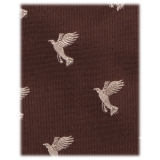 Viola Milano - Cravatta Vintage in Seta con Motivo a Uccelli - Marrone Mix - Handmade in Italy - Luxury Exclusive Collection