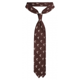 Viola Milano - Cravatta Vintage in Seta con Motivo a Uccelli - Marrone Mix - Handmade in Italy - Luxury Exclusive Collection