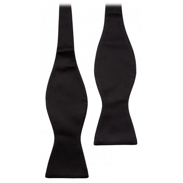 Viola Milano - Papillon in Raso Nero da Annodare - Handmade in Italy - Luxury Exclusive Collection