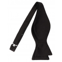 Viola Milano - Black Self-Tie Grosgrain Bow-Tie - Handmade in Italy - Luxury Exclusive Collection