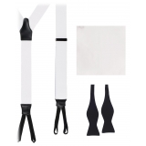 Viola Milano - Black Tie Package - Silk Bow Tie + Pocket Square + Suspenders - Handmade in Italy - Luxury Exclusive Collection