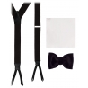Viola Milano - Pacchetto Cravatta Nera - Papillon + Fazzoletto + Bretelle - Handmade in Italy - Luxury Exclusive Collection