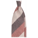 Viola Milano - Cravatta a Righe, 3 Pieghe, 100% Cashmere - Marrone/Rosso - Handmade in Italy - Luxury Exclusive Collection