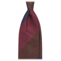 Viola Milano - Block Stripe 3-Fold Grenadine Tie - Navy Mix - Handmade in Italy - Luxury Exclusive Collection