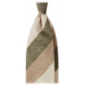 Viola Milano - Cravatta a Righe, 3 Pieghe, 100% Cashmere - Mix Mimetico - Handmade in Italy - Luxury Exclusive Collection
