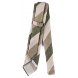 Viola Milano - Cravatta a Righe, 3 Pieghe, 100% Cashmere - Mix Mimetico - Handmade in Italy - Luxury Exclusive Collection