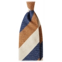 Viola Milano - Cravatta a Righe a Blocchi, 3 Pieghe, 100% Cashmere - Mix Cola - Handmade in Italy - Luxury Exclusive Collection