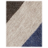 Viola Milano - Cravatta a Righe a Blocchi, 3 Pieghe, 100% Cashmere - Mix Denim - Handmade in Italy - Luxury Exclusive Collection