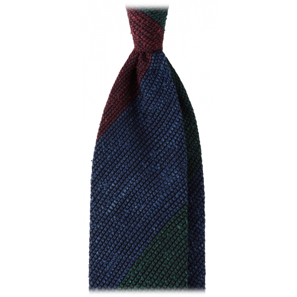 Viola Milano - Cravatta a Righe in Tessuto Granatina/Shantung - Club Mix - Handmade in Italy - Luxury Exclusive Collection