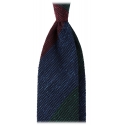 Viola Milano - Cravatta a Righe in Tessuto Granatina/Shantung - Club Mix - Handmade in Italy - Luxury Exclusive Collection