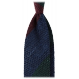 Viola Milano - Cravatta a Righe in Tessuto Granatina/Shantung - Club Mix - Handmade in Italy - Luxury Exclusive Collection
