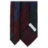 Viola Milano - Cravatta a Righe in Tessuto Granatina/Shantung - Club Mix - Handmade in Italy - Luxury Exclusive Collection