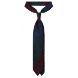 Viola Milano - Cravatta a Righe in Tessuto Granatina/Shantung - Club Mix - Handmade in Italy - Luxury Exclusive Collection