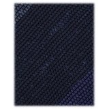 Viola Milano - Cravatta a Righe in Tessuto Granatina/Shantung - Denim Mix - Handmade in Italy - Luxury Exclusive Collection