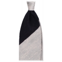 Viola Milano - Cravatta in Shantung Mano a Righe - Blu Navy/Bianco - Handmade in Italy - Luxury Exclusive Collection