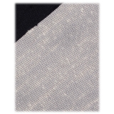 Viola Milano - Cravatta in Shantung Mano a Righe - Blu Navy/Bianco - Handmade in Italy - Luxury Exclusive Collection