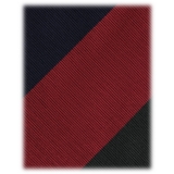 Viola Milano - Block Stripe Handrolled Woven Silk Jacquard Tie - Navy Mix - Handmade in Italy - Luxury Exclusive Collection