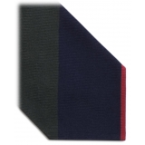 Viola Milano - Cravatta in Seta Jacquard Lavorata a Mano con Righe - Navy Mix - Handmade in Italy - Luxury Exclusive Collection