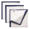 Viola Milano - Confezione da 3 Fazzoletti da Taschino in Lino - Navy - Handmade in Italy - Luxury Exclusive Collection