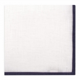 Viola Milano - Confezione da 3 Fazzoletti da Taschino in Lino - Navy - Handmade in Italy - Luxury Exclusive Collection