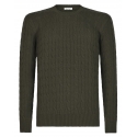 Viola Milano - Maglione in Maglia a Trecce 100% Cashmere - Verde Militare - Handmade in Italy - Luxury Exclusive Collection