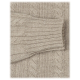 Viola Milano - Maglione in Maglia a Trecce 100% Cashmere - Beige - Handmade in Italy - Luxury Exclusive Collection