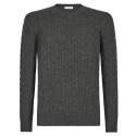 Viola Milano - Maglione in Maglia a Trecce 100% Cashmere - Grigio Scuro - Handmade in Italy - Luxury Exclusive Collection
