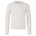 Viola Milano - Maglione in Maglia a Trecce 100% Cashmere - Avorio - Handmade in Italy - Luxury Exclusive Collection