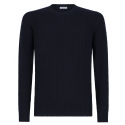 Viola Milano - Cable Knit 100% Cashmere Sweater - Navy - Handmade in Italy - Luxury Exclusive Collection