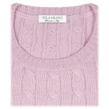 Viola Milano - Maglione in Maglia a Trecce 100% Cashmere - Rosa - Handmade in Italy - Luxury Exclusive Collection