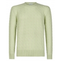Viola Milano - Maglione in Maglia a Trecce 100% Cashmere - Pistacchio - Handmade in Italy - Luxury Exclusive Collection