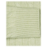 Viola Milano - Maglione in Maglia a Trecce 100% Cashmere - Pistacchio - Handmade in Italy - Luxury Exclusive Collection