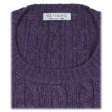 Viola Milano - Cable Knit 100% Cashmere Sweater - Purple - Handmade in Italy - Luxury Exclusive Collection