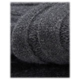 Viola Milano - Maglione con Zip in 100% Cashmere con Pelliccia - Antracite - Handmade in Italy - Luxury Exclusive Collection