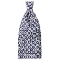 Viola Milano - Capri Circle Handprinted Untipped Silk Tie - White - Handmade in Italy - Luxury Exclusive Collection