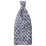 Viola Milano - Capri Circle Handprinted Untipped Silk Tie - White - Handmade in Italy - Luxury Exclusive Collection