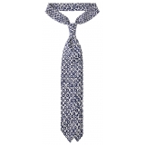 Viola Milano - Capri Circle Handprinted Untipped Silk Tie - White - Handmade in Italy - Luxury Exclusive Collection
