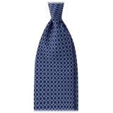 Viola Milano - Cravatta in Seta con Motivo a Catena - Blu Navy - Handmade in Italy - Luxury Exclusive Collection