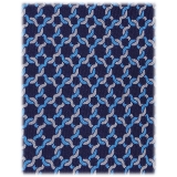 Viola Milano - Cravatta in Seta con Motivo a Catena - Blu Navy - Handmade in Italy - Luxury Exclusive Collection