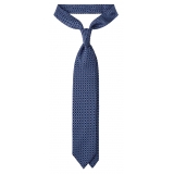 Viola Milano - Cravatta in Seta con Motivo a Catena - Blu Navy - Handmade in Italy - Luxury Exclusive Collection
